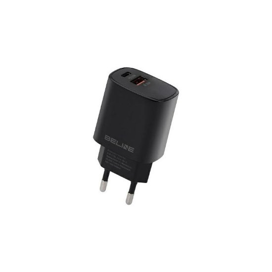 Kućni punjač BELINE BLN2CB30 GaN, 30W, PD3.0/QC3.0, USB-C + USB-A, crni