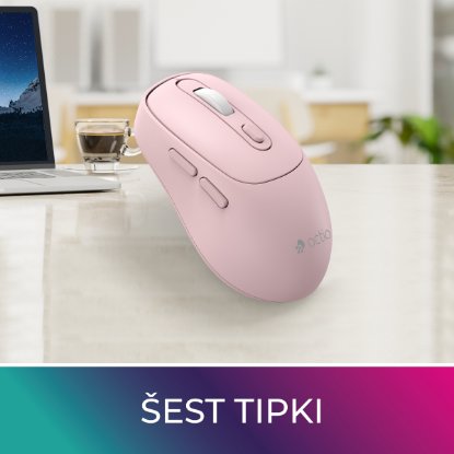 Miš OCTIO Style M320W, optički, bežični, 1600dpi, rozi