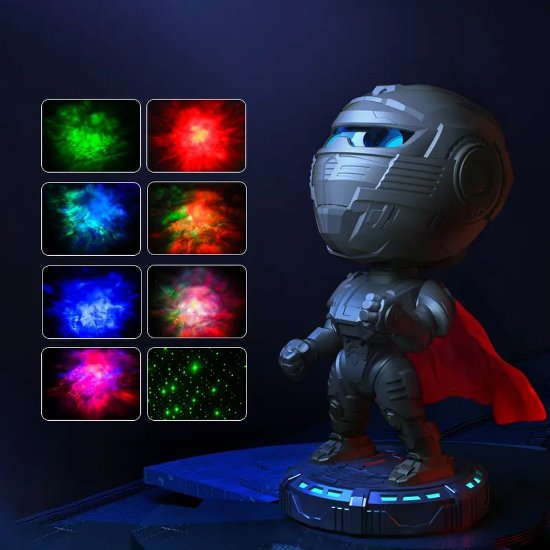 Laserski projektor LONVIS Mecha Warrior, 8 vrsta projekcija, daljinski upravljač, sivi