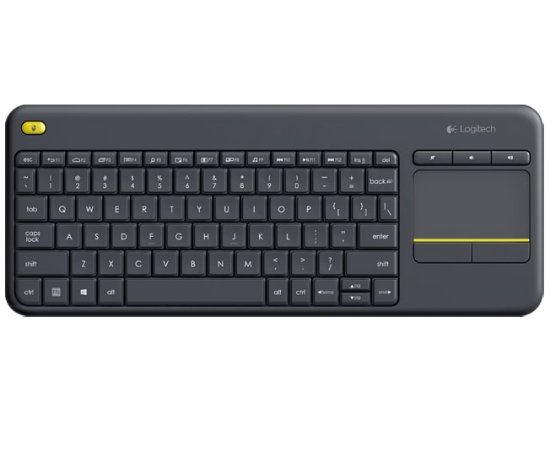 Tipkovnica LOGITECH K400+ Wireless Touch, bežična, crna, unifying, USB