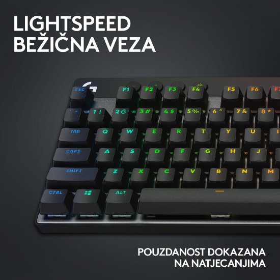 Tipkovnica LOGITECH G Pro X TKL LIGHTSPEED, mehanička, bežična, RGB, crna