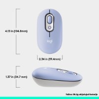 Miš LOGITECH POP, optički, bežični, USB, BT, 1000dpi, lila-bijeli