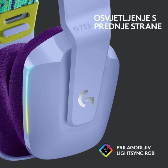 Slušalice LOGITECH Gaming G733 Lightspeed, RGB, bežične, lilac
