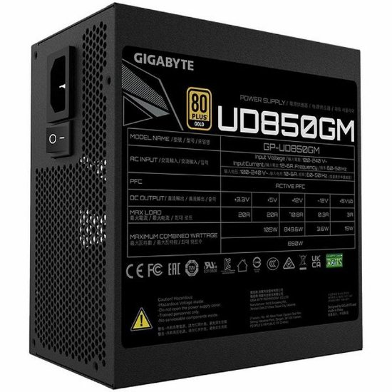 Napajanje 850W, GIGABYTE UD850GM, 120 vent, 80+ gold, modularno
