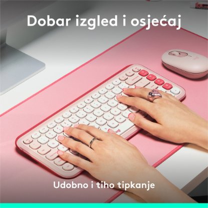 Tipkovnica LOGITECH POP Icon Keys, bežična, US Layout, BT, rozo-bijela