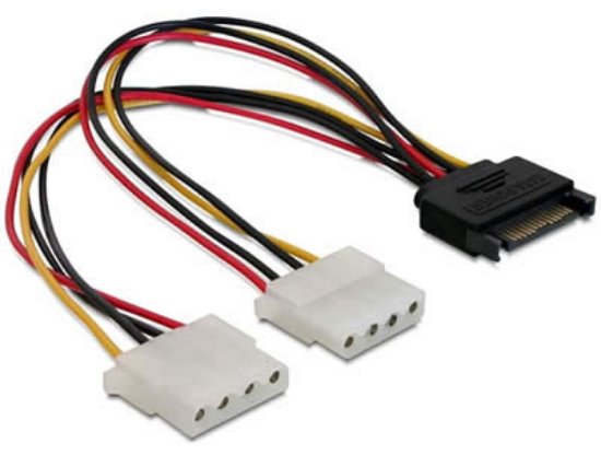 Adapter DELOCK, 15-pin SATA (M) na 2x 4-pin Molex (Ž), naponski, interni
