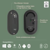 Miš LOGITECH M350s Pebble 2, optički, BT, crni