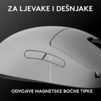Miš LOGITECH Pro 2 Lightspeed, RGB, optički, bežični, 32000dpi, bijeli