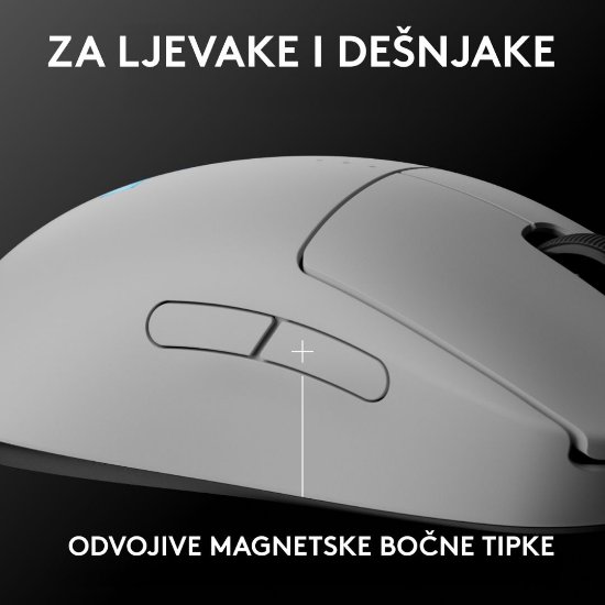 Miš LOGITECH Pro 2 Lightspeed, RGB, optički, bežični, 32000dpi, bijeli