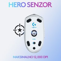 Miš LOGITECH Gaming G305 Lightspeed, bežični, optički, 12000dpi, bijeli, USB