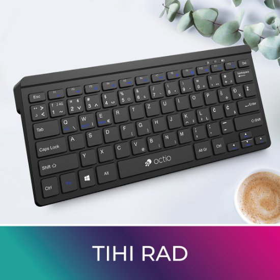 Tipkovnica OCTIO Compact K300WBT, bežična, BT, crna