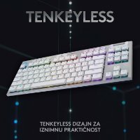 Tipkovnica LOGITECH Gaming G915 TKL Tenkeyless Lightspeed,Tactile switch, RGB, mehanička, bežična, UK Layout, USB, bijela
