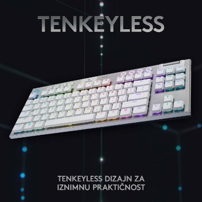 Tipkovnica LOGITECH Gaming G915 TKL Tenkeyless Lightspeed,Tactile switch, RGB, mehanička, bežična, UK Layout, USB, bijela