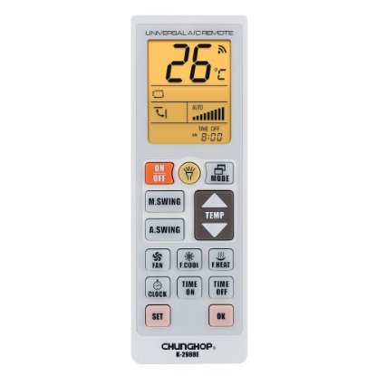 Univerzalni daljinski upravljač za klima uređaje CHUNGHOP K-2988E, LED svijetlo, bijeli