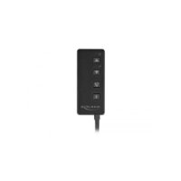 Adapter DELOCK, USB-A (M) na 2x3.5mm (Ž), 0.4m, crni