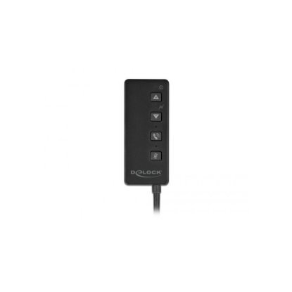 Adapter DELOCK, USB-A (M) na 2x3.5mm (Ž), 0.4m, crni