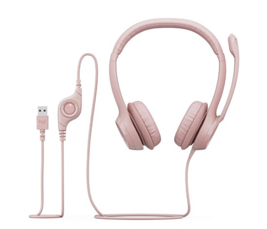 Slušalice LOGITECH H390, USB, roze