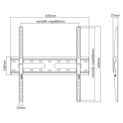 Nosač zidni za TV SBOX PLB-2544F-2, 32"-70", fiksni