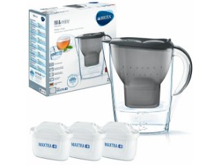 Vrč za filtriranje vode BRITA Marella, 2,4 l, s tri filtera, sivi