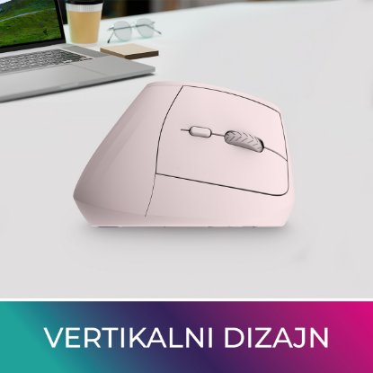 Miš OCTIO Ergo V100WBT, optički, bežični, BT,4000dpi, rozi