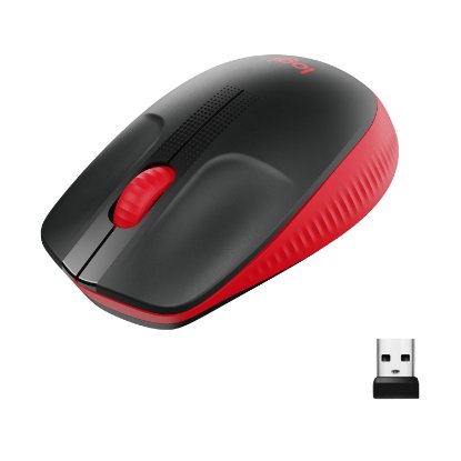 Miš LOGITECH M190, optički, bežični, 1000dpi, crno-crveni
