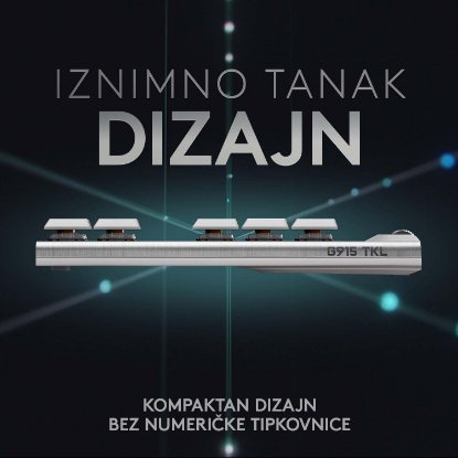 Tipkovnica LOGITECH Gaming G915 TKL Tenkeyless Lightspeed,Tactile switch, RGB, mehanička, bežična, UK Layout, USB, bijela