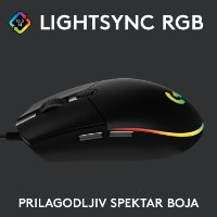 Miš LOGITECH Gaming G102 Lightsync, optički, 8000dpi, crni, USB