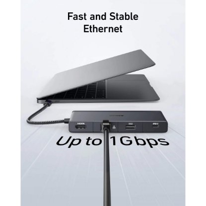 Docking station ANKER 552, USB-C na 3x USB-A, 1x USB-C, 1x RJ45, 1x HDMI 1.4, MicroSD, PD 85W, crni