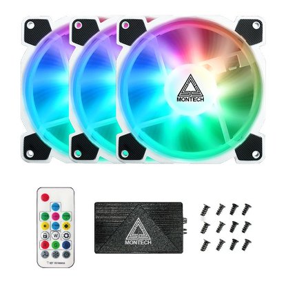 Ventilator MONTECH Z3 Pro ARGB, PWM, 120mm, 1500 okr/min, RGB, kontroler, bijeli, 3 komada