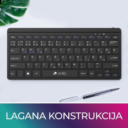 Tipkovnica OCTIO Compact K300WBT, bežična, BT, crna