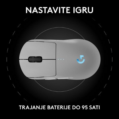 Miš LOGITECH Pro 2 Lightspeed, RGB, optički, bežični, 32000dpi, bijeli