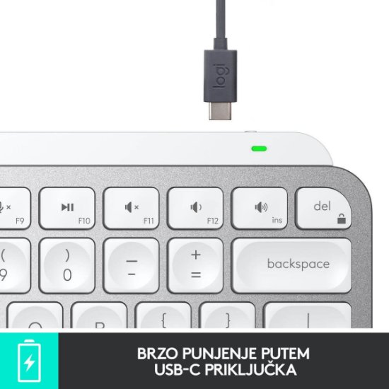 Tipkovnica LOGITECH MX Keys mini, bežična, BT, srebrna
