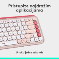 Tipkovnica LOGITECH POP Icon Keys, bežična, US Layout, BT, rozo-bijela