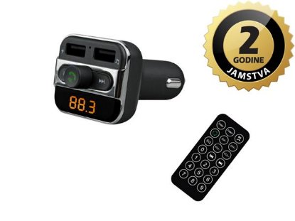 FM transmiter AKAI FMT-20BT, FM transmiter, USB punjač, BT, HandsFree, microSD, 12-24V, crni