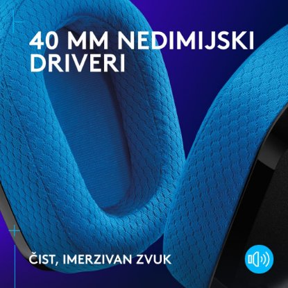 Slušalice LOGITECH Gaming G535 Lightspeed, bežične, crno-plave