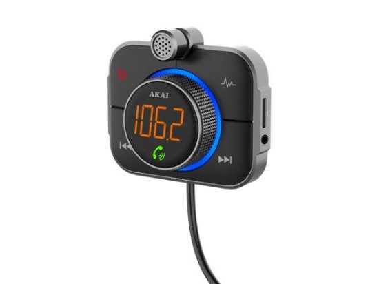 FM transmiter AKAI FMT-95BT Pro, USB-C punjač, BT, HandF, microSD, 12-24V, crni