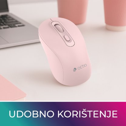 Miš OCTIO Style M280W, optički, bežični, 1600dpi, rozi