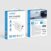 Kućni punjač VEGER CPD65E, 65W, USB-A, USB-C, QC3.0, bijeli