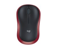 Miš LOGITECH M185, optički, bežični, 1000dpi, crno-crveni