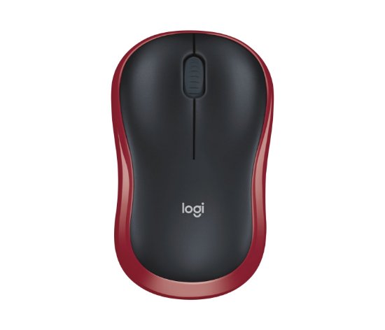 Miš LOGITECH M185, optički, bežični, 1000dpi, crno-crveni