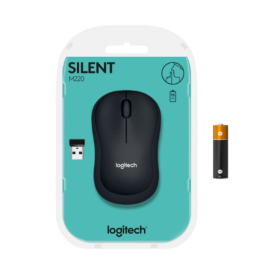 Miš LOGITECH M220 Silent, optički, bežični, crni, USB