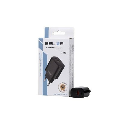 Kućni punjač BELINE BLN2CB30 GaN, 30W, PD3.0/QC3.0, USB-C + USB-A, crni