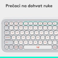 Tipkovnica LOGITECH POP Icon Keys, bežična, US Layout, BT, bijelo-narančasta