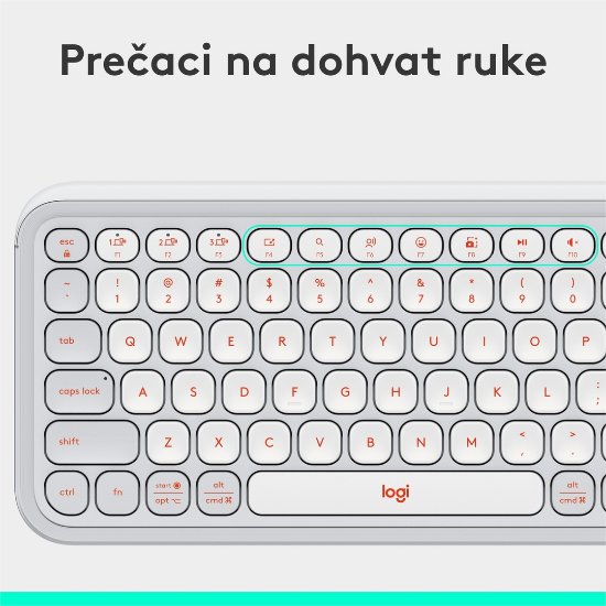 Tipkovnica LOGITECH POP Icon Keys, bežična, US Layout, BT, bijelo-narančasta