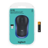 Miš LOGITECH M185, optički, bežični, 1000dpi, crno-plavi