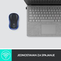 Miš LOGITECH M185, optički, bežični, 1000dpi, crno-plavi
