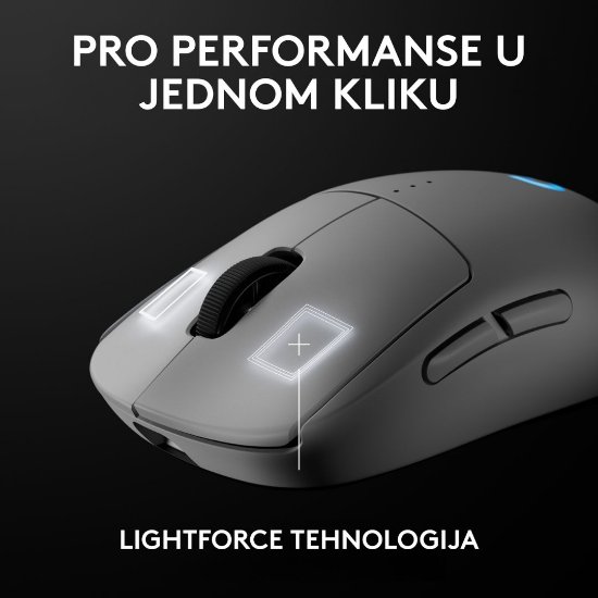 Miš LOGITECH Pro 2 Lightspeed, RGB, optički, bežični, 32000dpi, bijeli