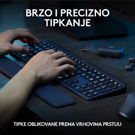Tipkovnica + miš LOGITECH MX Keys S Combo, bežični, US layout, sivi