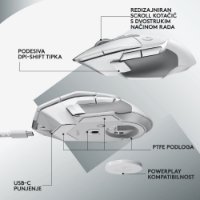 Miš LOGITECH Gaming G502 X Lightspeed, optički, 25000dpi, bežični, bijeli, USB