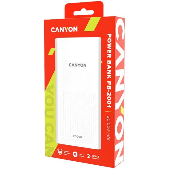 Mobilni USB punjač CANYON PB-2001, 20000 mAh, 10W, bijeli